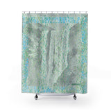 Floki's Waterfall Shower Curtain - Light Turquoise-Green-Grey